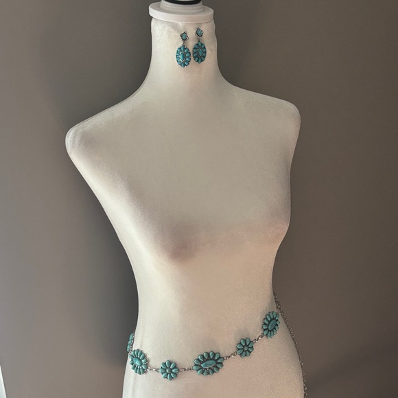 Elegant Turquoise Floral Earrings - Picture 1 of 4